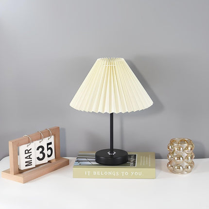 Dimmable Table Lamp with Pleated Fabric Shade | Elegant Lighting for Home Ambiance