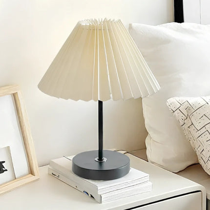 Dimmable Table Lamp with Pleated Fabric Shade | Elegant Lighting for Home Ambiance