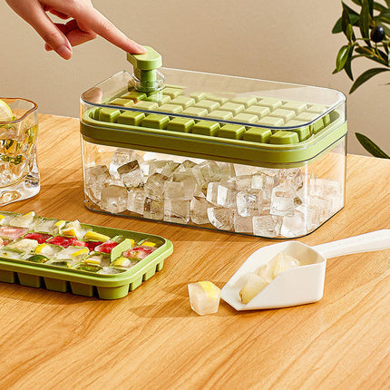 One-Press Ice Cube Maker Tray with Stackable Lid | BPA-Free Molds for Effortless Ice Preparation