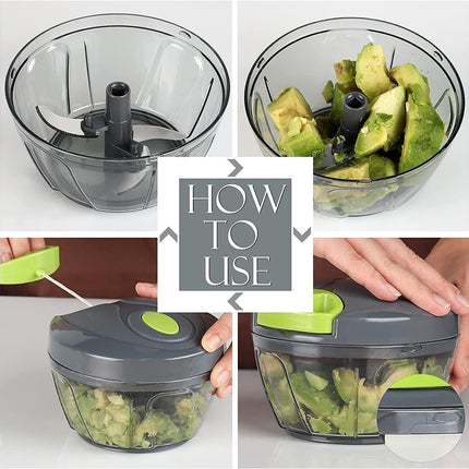 Manual Food Chopper with Stainless Steel Blades | Effortless Vegetable Cutting for Quick Meal Prep