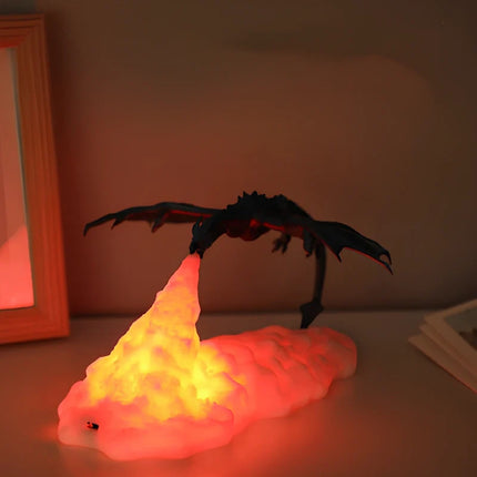 3D-Printed Dragon Night Light with Fiery Glow | Rechargeable LED Decor for Fantasy Lovers