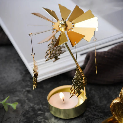 Candle Carousel with Spinning Ornaments for Ambient Light | Elegant Home Décor Accent for Cozy Evenings