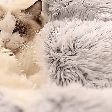 Washable Round Plush Pet Bed with Removable Cover – image 7
