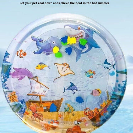 Summer Cooling Pet Water Bed with Fish Design | Inflatable Ice Pad for Dogs and Cats
