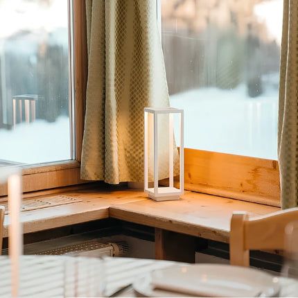 Cordless Dimmable Lantern with Touch Control | Modern Aluminum Design for Indoor & Outdoor Illumination