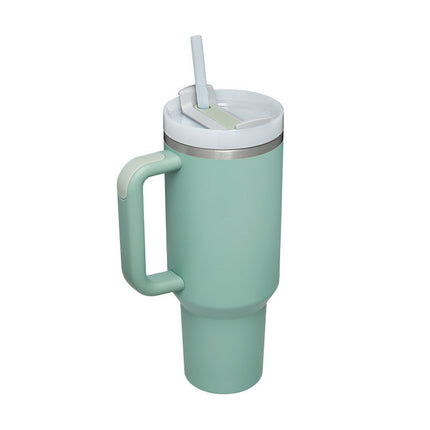 40 Oz Insulated Tumbler with Handle & Straw | Double-Wall Vacuum Insulation for Hot or Cold Beverages