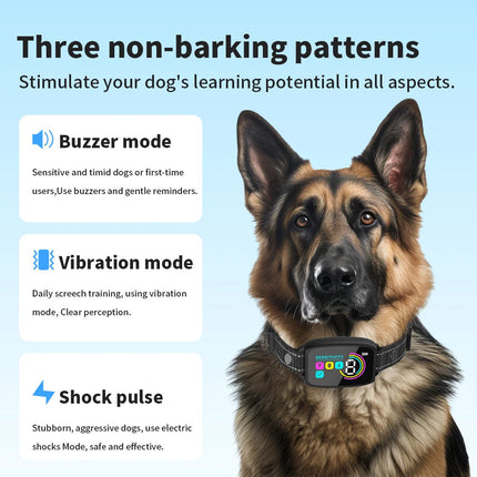 Smart Anti-Barking Dog Collar with HD Display & IP67 Waterproof | Humane Training for Dogs 8-120 lbs