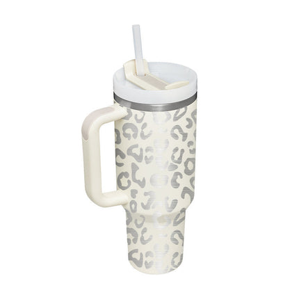 40 Oz Insulated Tumbler with Handle & Straw | Double-Wall Vacuum Insulation for Hot or Cold Beverages