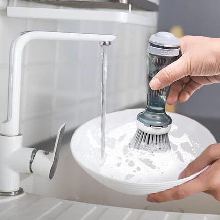 Dish Scrub Brush with Soap Dispenser for Effortless Cleaning | Ergonomic Design for Non-Stick Cookware