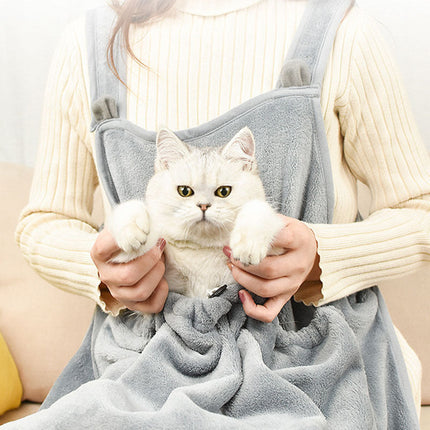 Soft Plush Pet Apron in Grey with Adjustable Straps | Comfortable Bomao Design for Small Pets