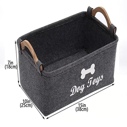 Felt Pet Toy Storage Basket with Large Capacity & Sturdy Handles | Stylish Organizer for Easy Clean-Up and Access
