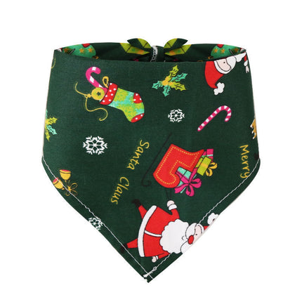 Christmas Cotton Triangle Pet Scarf with Cartoon Patterns | Adorable Holiday Accessory for Dogs and Cats
