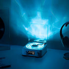 Vintage Table Lamp with Bluetooth and Clock, White Noise Machine with Breathing Light, Retro Record Player Bedside Lamp