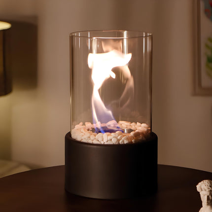 Oil Lamp with Clear Glass Cylinder & Metal Frame | Elegant Atmosphere for Indoor & Outdoor Décor