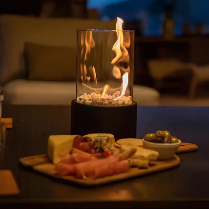 Oil Lamp with Clear Glass Cylinder & Metal Frame | Elegant Atmosphere for Indoor & Outdoor Décor