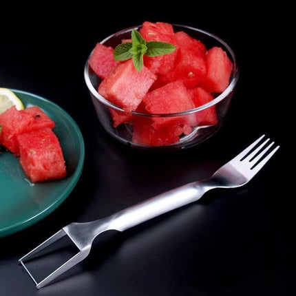 2-in-1 Watermelon Fork Slicer with Stainless Steel Design | Effortless Cubes for Mess-Free Fruit Preparation