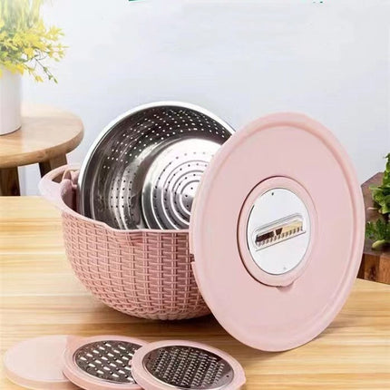 4-in-1 Multifunctional Colander Set with Rotatable Design | Three Interchangeable Blades for Easy Food Preparation