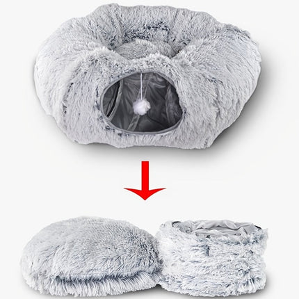 Winter Cat Nest Tunnel with Soft Plush Material | Cozy Retreat for Cats of All Sizes