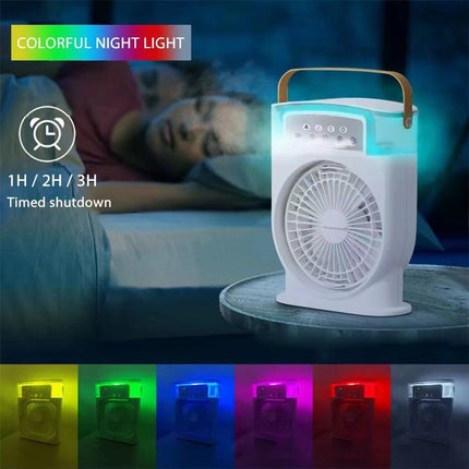 Portable USB Air Cooler with Adjustable Fan and 7-Color LED Lights | Personal Comfort for Home and Office