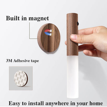 USB Magnetic Wood Night Light with Motion Sensor | Energy-Saving Design for Cozy Home Illumination
