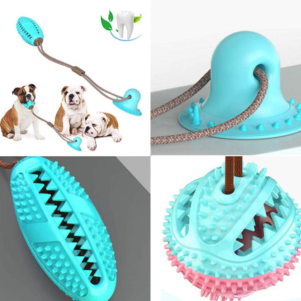 Interactive Dog Toy Ball with Suction Cup | Dental Care and Tug-of-War Fun for Active Dogs