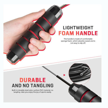 Tangle-Free Jump Rope with Steel Wire & Swivel Bearings | Adjustable Length for Smooth Full-Body Workouts