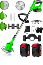 Battery Powered Weed Eater, Cordless Grass Trimmer with Wheels, 4 in 1 Lawn Edger, Brush Cutter for Lawn Care