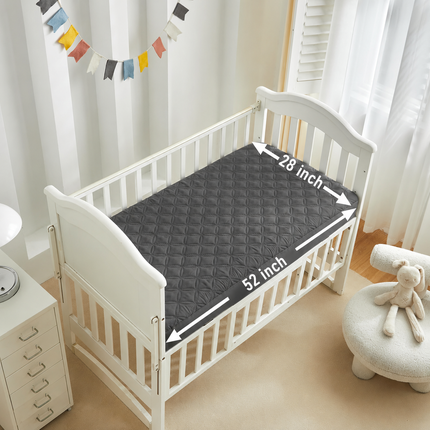 CozyNest | Waterproof Crib Mattress Protector with Soft Gray Fabric | Noiseless & Machine Washable for Ultimate Baby Comfort