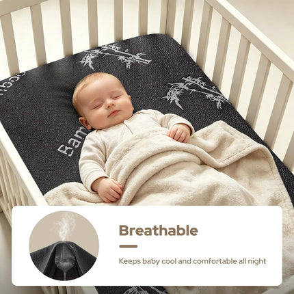 CozyNest | Waterproof Crib Mattress Protector with Soft Gray Fabric | Noiseless & Machine Washable for Ultimate Baby Comfort