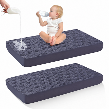 CozyNest | Waterproof Crib Mattress Protector with Soft Gray Fabric | Noiseless & Machine Washable for Ultimate Baby Comfort