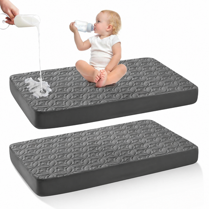 CozyNest | Waterproof Crib Mattress Protector with Soft Gray Fabric | Noiseless & Machine Washable for Ultimate Baby Comfort
