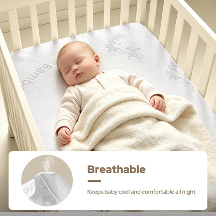 CozyNest | Waterproof Crib Mattress Protector with Soft Gray Fabric | Noiseless & Machine Washable for Ultimate Baby Comfort
