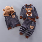 Infant Winter Outfit with Hood and Ears, Baby Winter Clothes Set of 3 in Soft Cotton for 6 to 36 Months