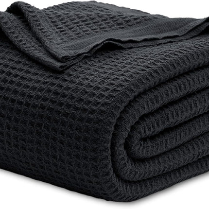 Cozy Haven | 100% Cotton Queen Blanket with Cooling Waffle Weave | Soft & Breathable for Summer Comfort