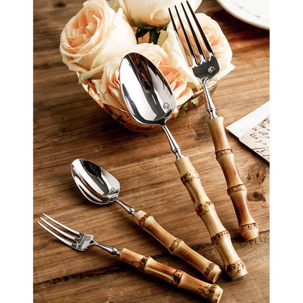 Silverware Set with Bamboo Handles, Stainless Steel Flatware Set – image 11