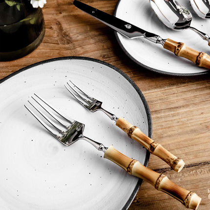 Silverware Set with Bamboo Handles, Natural Bamboo Cutlery Set for Dining – image 12