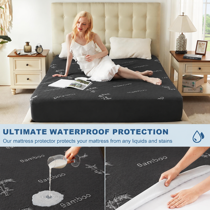 EcoGuard | Waterproof Mattress Protector with Bamboo Viscose Fabric | Soft, Breathable Cover for Ultimate Comfort