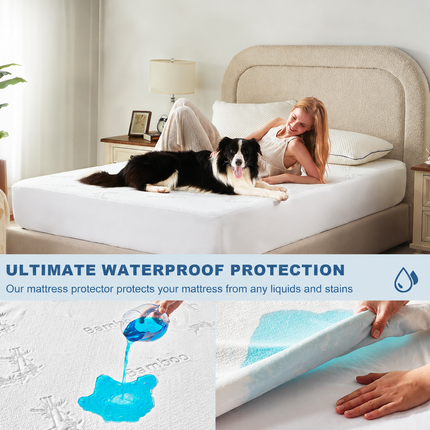 EcoGuard | Waterproof Mattress Protector with Bamboo Viscose Fabric | Soft, Breathable Cover for Ultimate Comfort