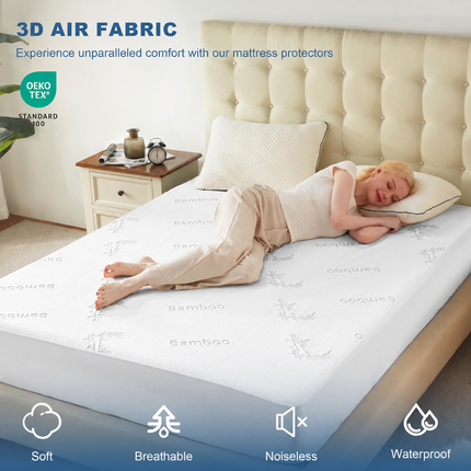 EcoGuard | Waterproof Mattress Protector with Bamboo Viscose Fabric | Soft, Breathable Cover for Ultimate Comfort