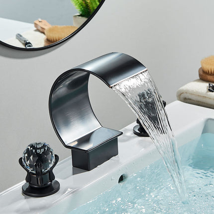Widespread Bathroom Faucet, 8 Inch 3 Hole Waterfall Bathroom Sink Faucet