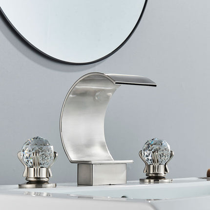 Widespread Bathroom Faucet, Bathroom Sink Faucet with Crystal Handles