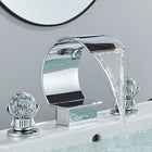 8 Inch 3 Hole Waterfall Bathroom Sink Faucet, Bathroom Sink Faucet with Crystal Handles – image 6