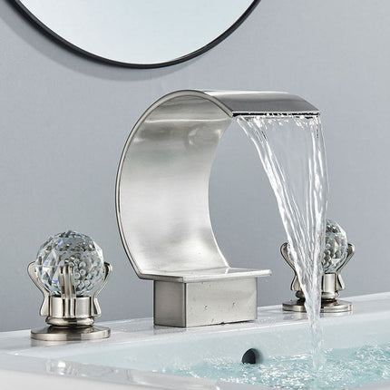 Widespread Bathroom Faucet, 8 Inch 3 Hole Waterfall Bathroom Sink Faucet – image 7