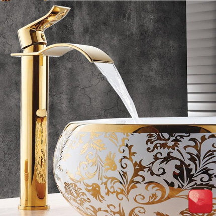 Bathroom Faucets, Waterfall Single Hole Bathroom Faucet, Brass Bathroom Sink Faucet with Single Handle