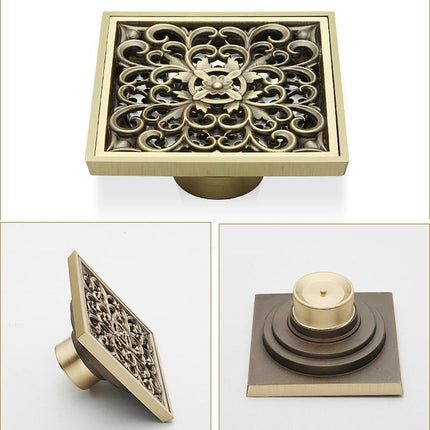 Shower Drain Cover, Brass Shower Drain Strainer, Decorative Floor Drain Grate in Square and Round Designs
