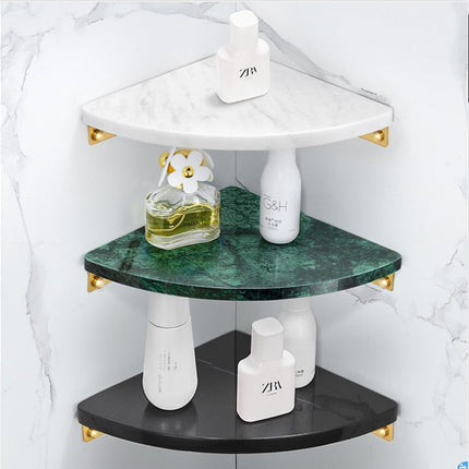 Brushed Gold Bathroom Shelf Marble and Brass, Bathroom Accessories with Towel Rack – image 4