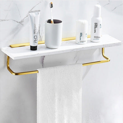 Brushed Gold Bathroom Shelf Marble and Brass, Bathroom Accessories with Towel Rack – image 10