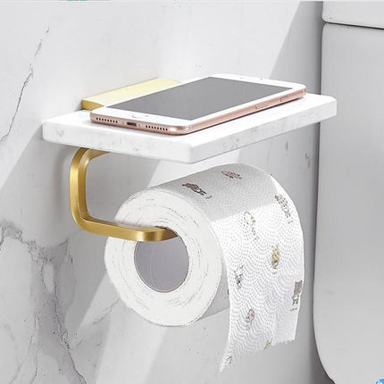 Brushed Gold Bathroom Shelf Marble and Brass, Toilet Brush – image 6