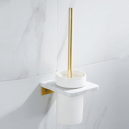 Brushed Gold Bathroom Shelf Marble and Brass, Bathroom Accessories with Towel Rack – image 9