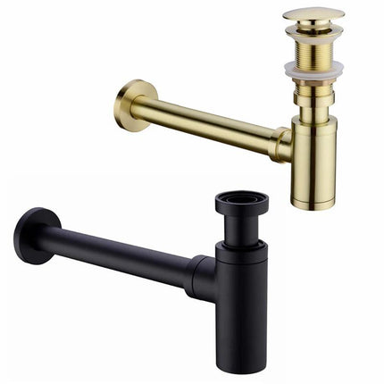 Bathroom Sink Drain Kit with Bottle Trap, Brass Pop Up Sink Stopper – image 4